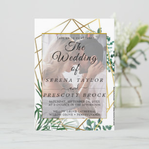 Convite para Casamento de Folhagem de ouro Elegant