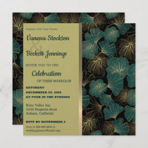 Convite para Casamento de Folhagem Elegante