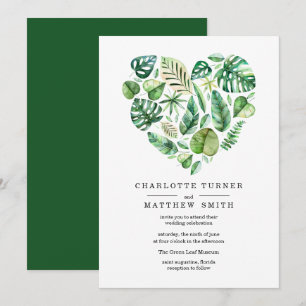 Convite para Casamento de Folhagem Tropical