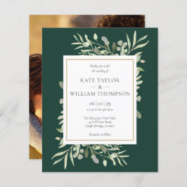 Convite para Casamento de Folhagem Verde de Esmera