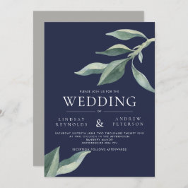 Convite para Casamento de Folhas Botânicas Moderna