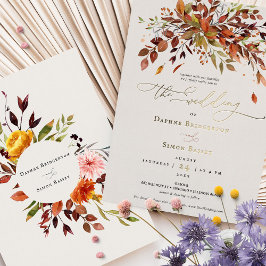 Convite para Casamento de Folhas de Ouro do Autumn