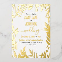 Convite para Casamento de Folhas Douradas