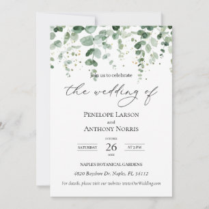 Convite para Casamento de Foliage Eucalyptus