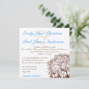 Convite para Casamento de Fontes Azul Brilhante de
