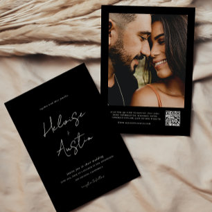Convite para Casamento de Foto B&W de Código QR Mi
