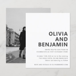 Convite para Casamento de Foto Branca Preta de Orç