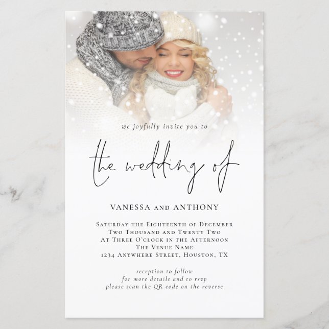 Convite para Casamento de Foto de Código QR de Orç (Frente)