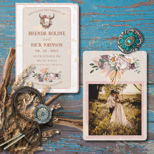 Convite Para Casamento De Foto Do Couro Branco Boh