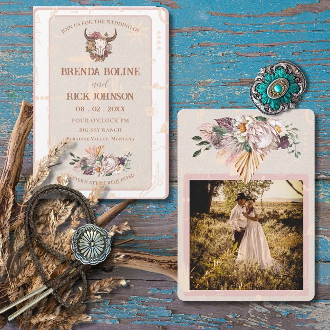 Convite Para Casamento De Foto Do Couro Branco Boh (Criador carregado)