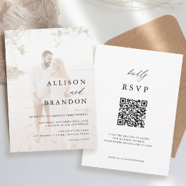 Convite para Casamento de Foto Elegante Moderno QR