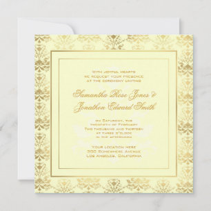 Convite Para Casamento De Foto Ivory & Dourado Dam