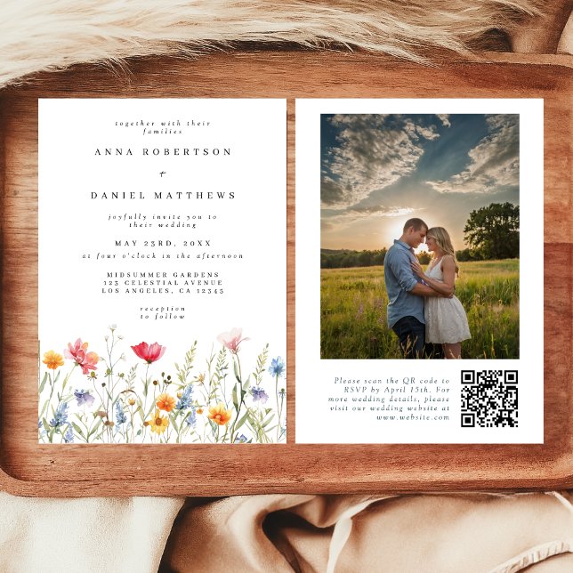 Convite para Casamento de Foto por Código QR Flora (Criador carregado)