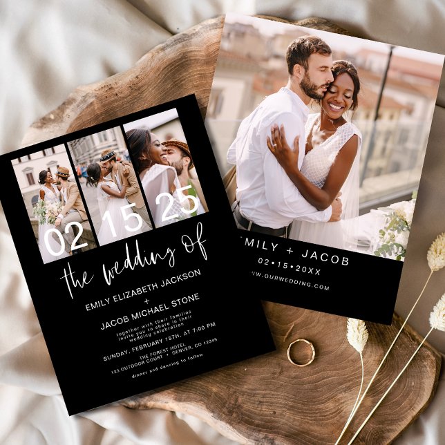 Convite para Casamento de Foto Preto de Orçamento (Criador carregado)