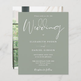 Convite para Casamento de Foto Verde do Sage do Or