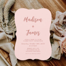 Convite para Casamento de Fotografias Cor-de-Rosa 