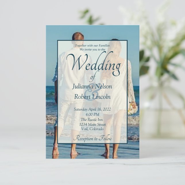 Convite para casamento de fotos (Em pé/Frente)