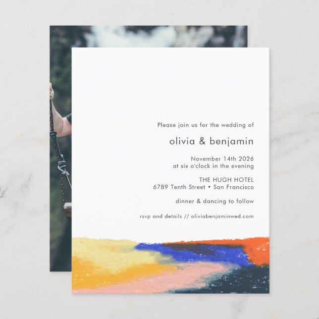 Convite para casamento de fotos Abstrato de arte d (Frente/Verso)