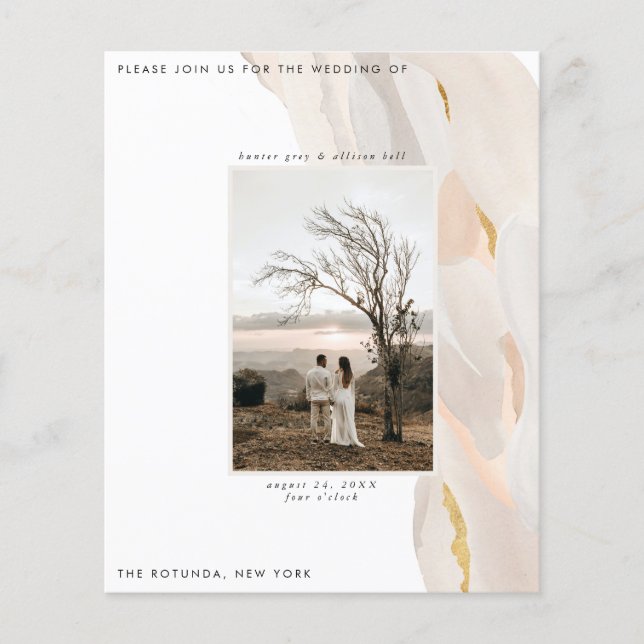 Convite para casamento de fotos Abstrato de orçame (Frente)