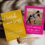 Convite para Casamento de Fotos Amarelo Moderno Br<br><div class="desc">Este é um convite ousado e moderno para casamento, com uma bela fonte de caligrafia e um fundo brilhante. Todas as cores são editáveis. // Para designs correspondentes, procure "FALLON" na certeira loja Nicole Zazzle. * Se você gosta deste design, mas não o vê disponível para algo que você está...</div>