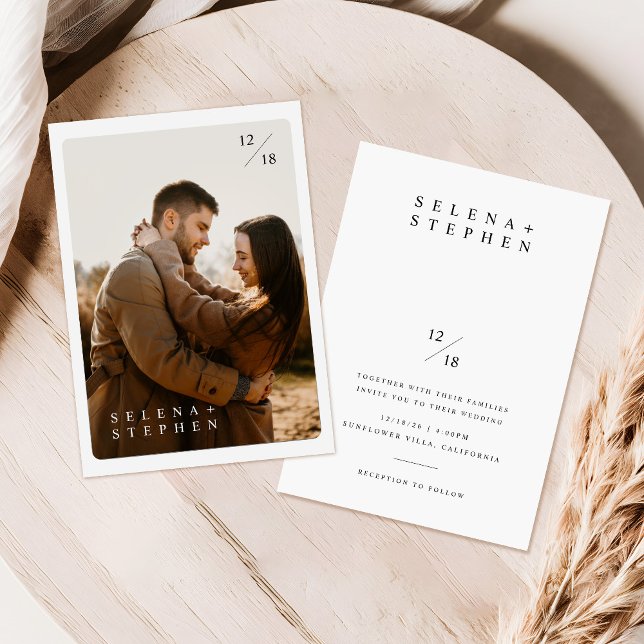 Convite para casamento de fotos boho | Minimalista (Criador carregado)