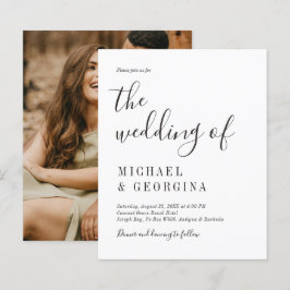 Convite para Casamento de Fotos Branca Simples e P