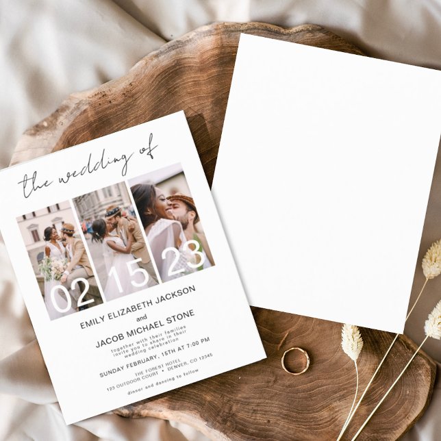 Convite para Casamento de Fotos Branco e Preto do  (Criador carregado)