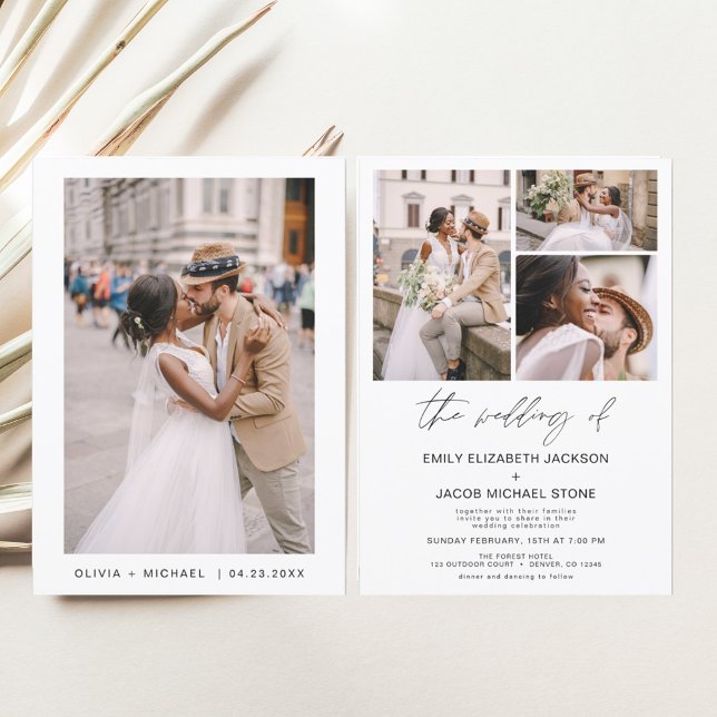 Convite para Casamento de Fotos Branco e Preto do  (Criador carregado)