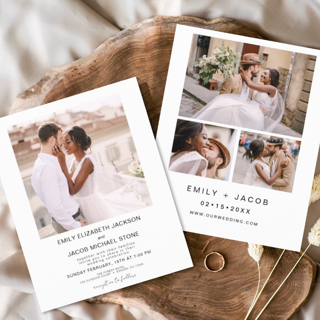 Convite para Casamento de Fotos Branco e Preto do  (Criador carregado)