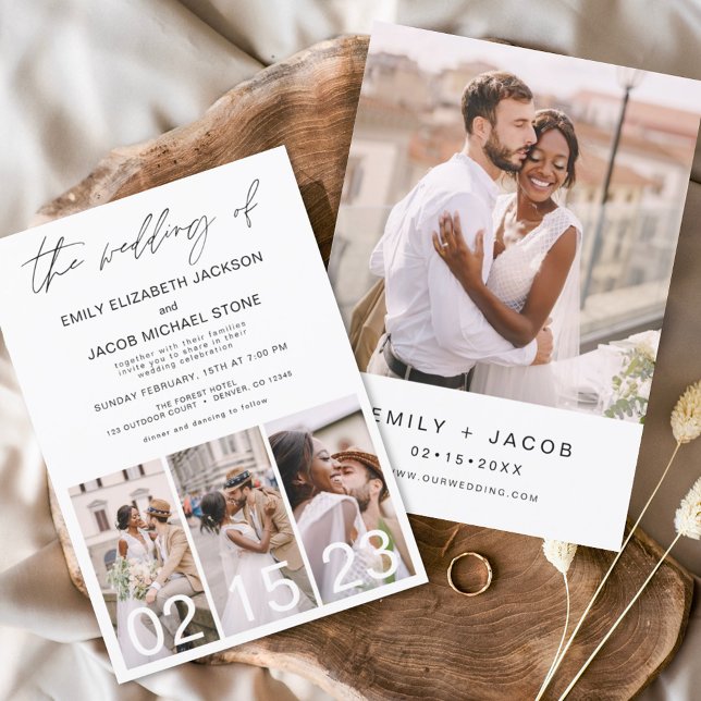 Convite para Casamento de Fotos Branco e Preto do  (Criador carregado)