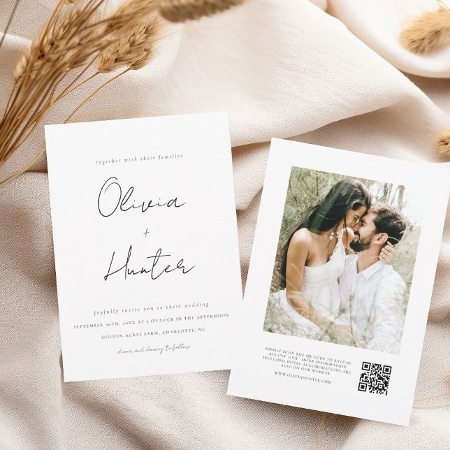 Convite para casamento de fotos com código QR mini (Criador carregado)