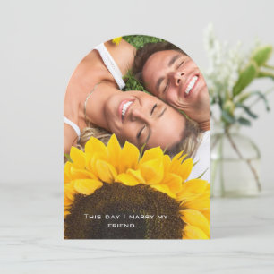 Convite para casamento de fotos com girassol