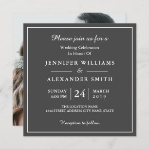 Convite para Casamento de Fotos da Cinza Escura