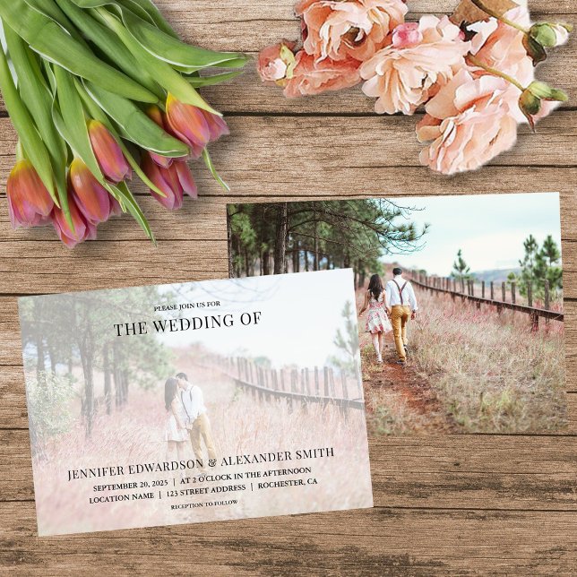 Convite para casamento de fotos da tipografia mode (Modern elegant typography photo wedding. You can add your own photos to personalize.)