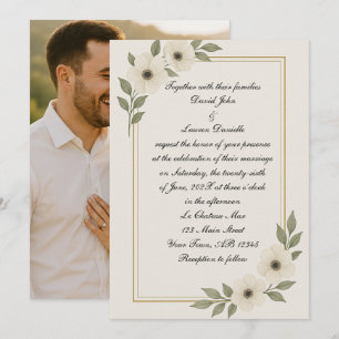 Convite para Casamento de Fotos de Anêmona Branca