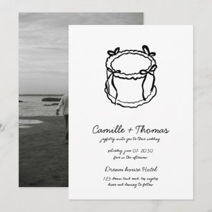 Convite Para Casamento De Fotos De Bolo Desenhado 