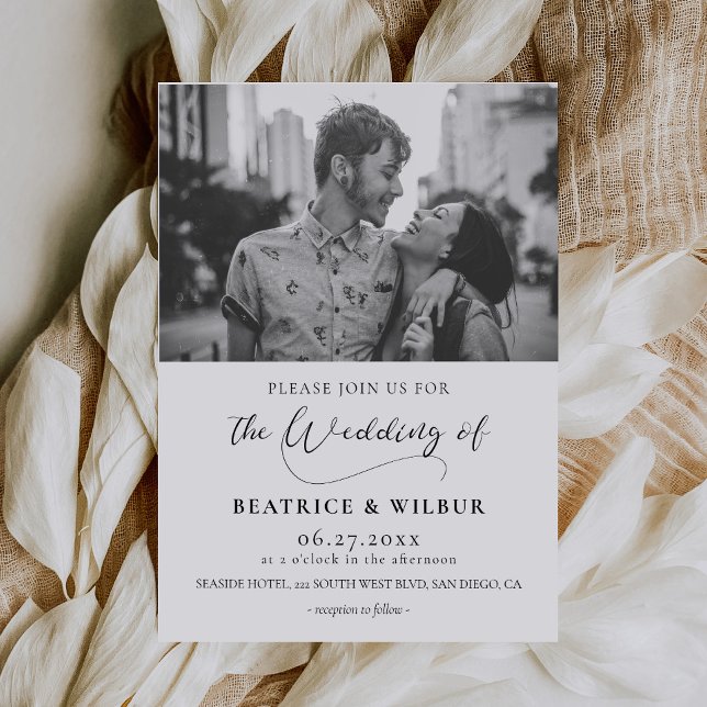 Convite para casamento de fotos de caligrafia eleg (Criador carregado)