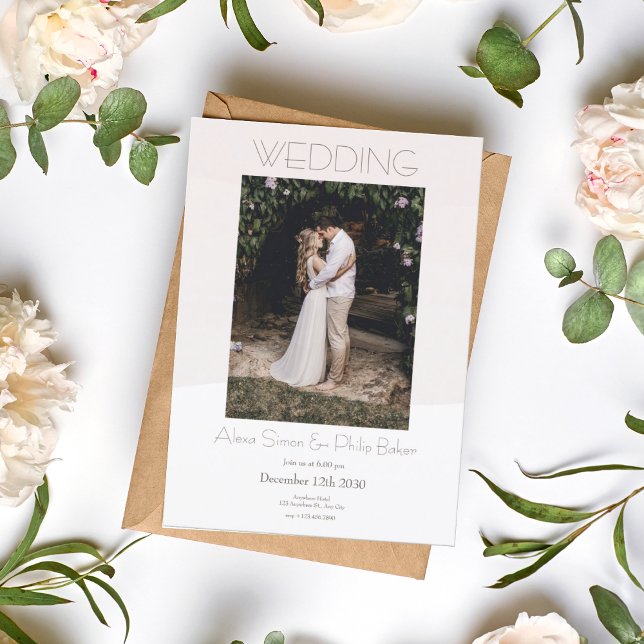Convite para Casamento de Fotos de Creme Minimalis (1)