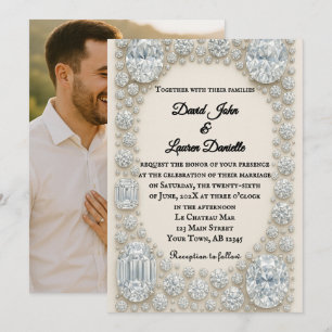 Convite para casamento de fotos de herança de diam