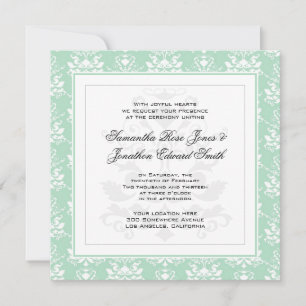 Convite para Casamento de Fotos de Mint e White Da