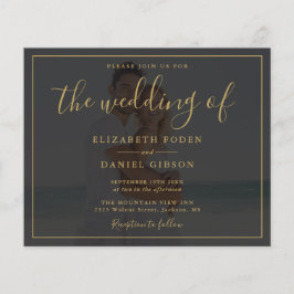 Convite para Casamento de Fotos de Script Dourado