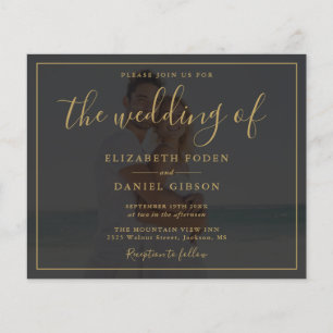 Convite para Casamento de Fotos de Script Dourado