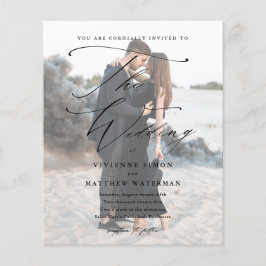 Convite para casamento de fotos de script elegante