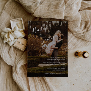 Convite para Casamento de Fotos de Script Elegante