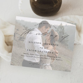 Convite para Casamento de Fotos de Script Elegante