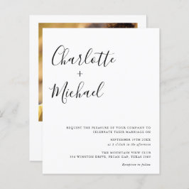 Convite para Casamento de Fotos de Script Minimali