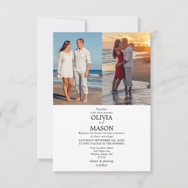 Convite Para Casamento De Fotos De Segundo Script  (Frente)