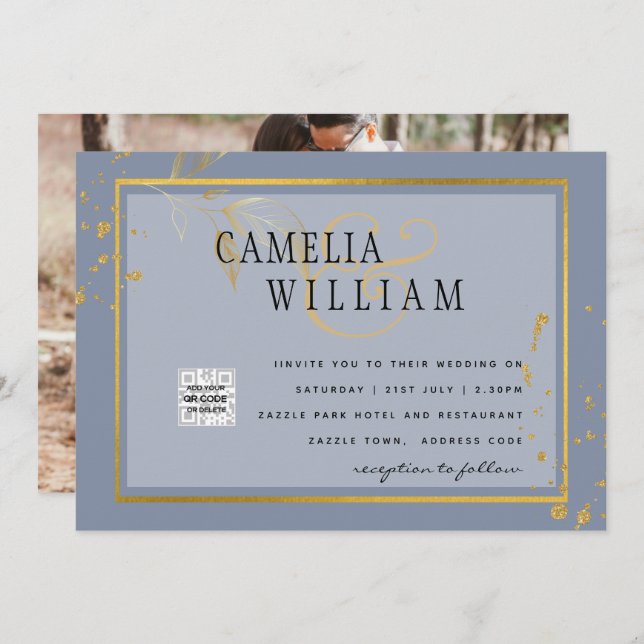 Convite para casamento de fotos do BUDGET Salvar a (Frente/Verso)