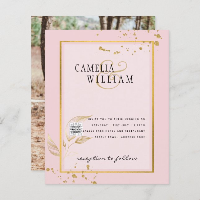 Convite para casamento de fotos do BUDGET Salvar a (Frente/Verso)