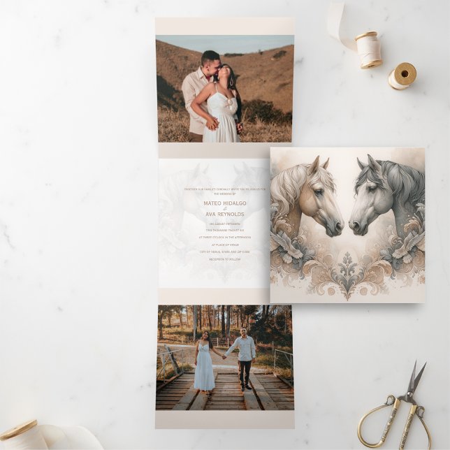 Convite para casamento de fotos do Elegant Triveze (Elegant Trifold Add Photo Wedding Invitation)